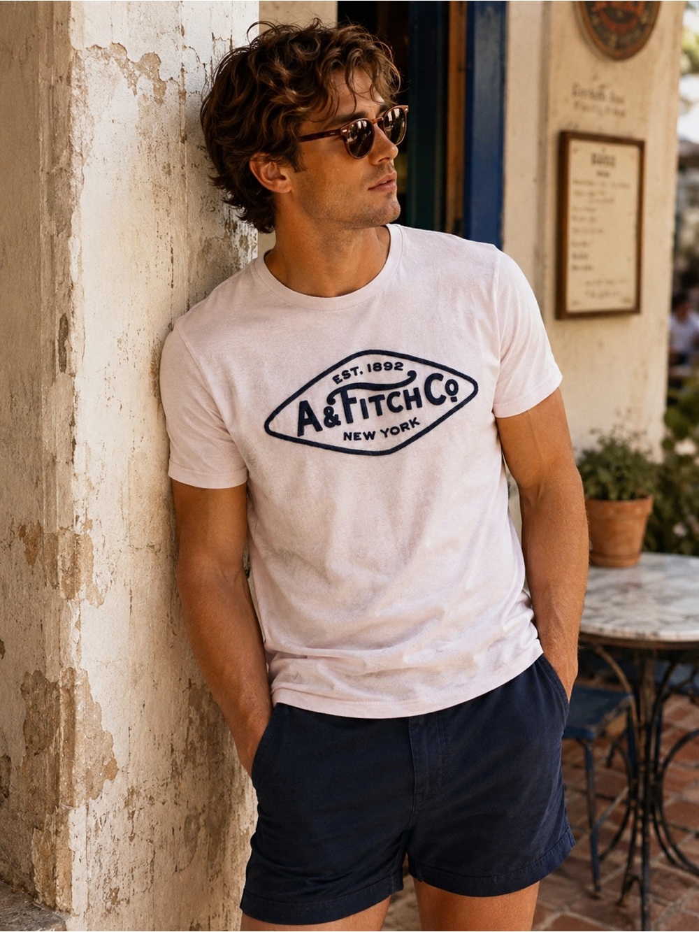 Men’s White Logo Crew Neck T-Shirt